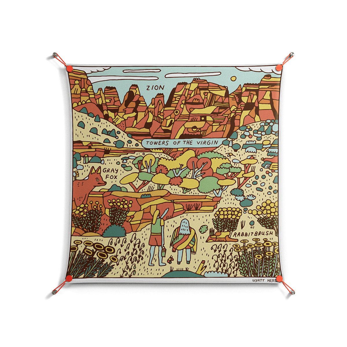 Zion - Work On Wall - Wyatt Hersey - Orange - 90 x 90 cm