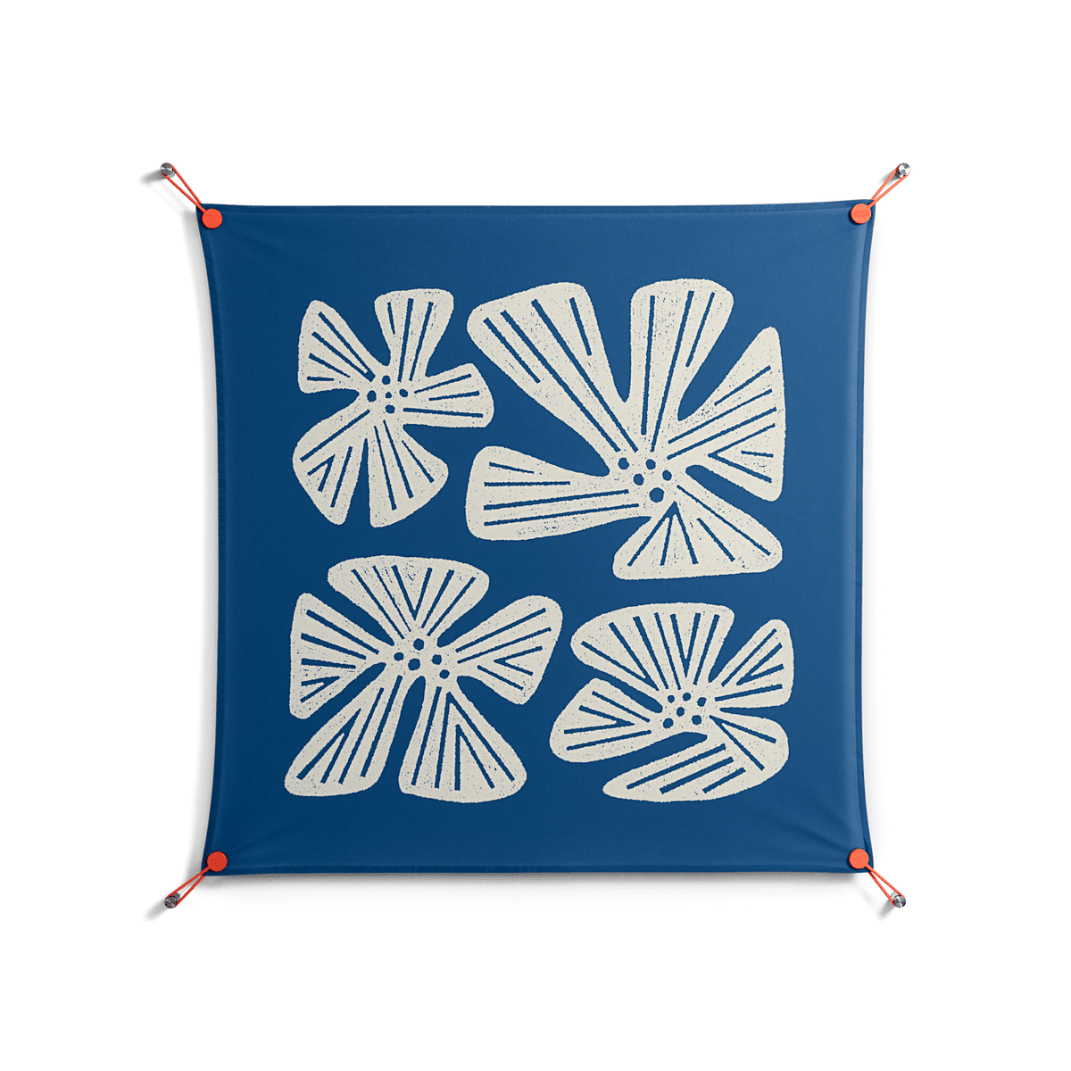 Blue Flower - Work On Wall - Magda March - Orange - 90 x 90 cm