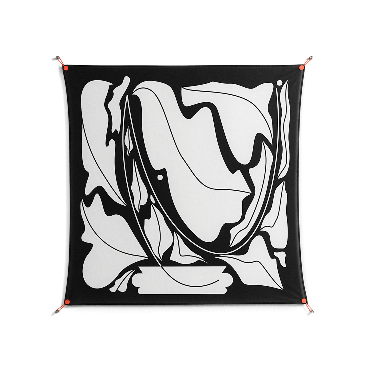 White Flowers - Work On Wall - Konrad Blaszczyk - Orange - 140 x 140 cm