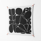 Black Flowers - Work On Wall - Konrad Blaszczyk - Orange - 140 x 140 cm