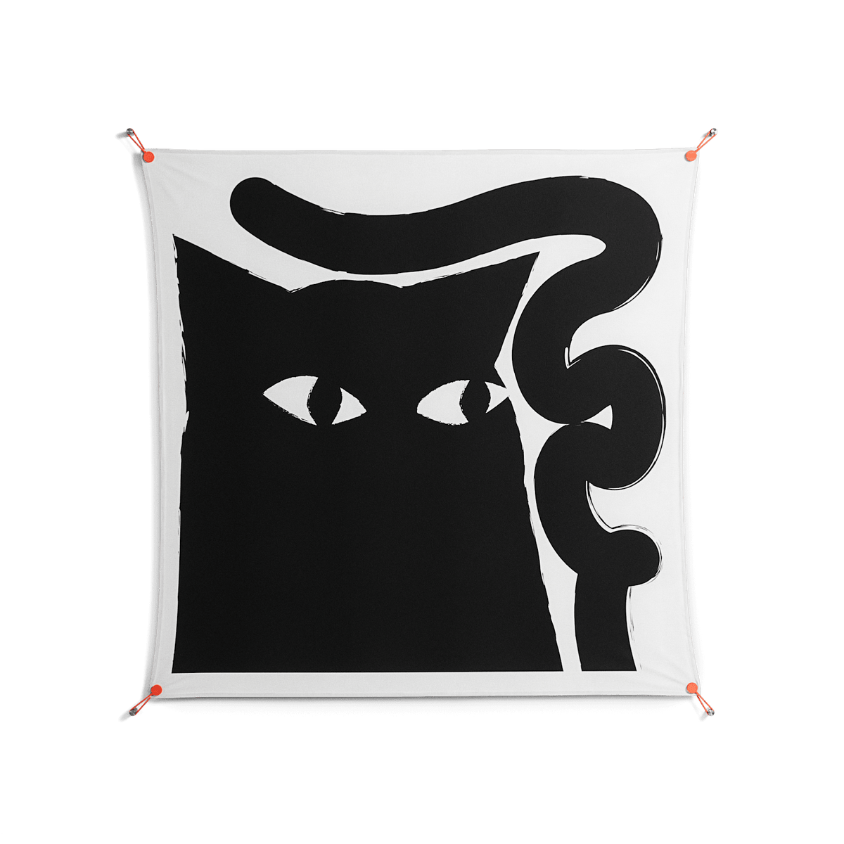 Black Cat - Work On Wall - Konrad Blaszczyk - Orange - 140 x 140 cm