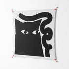 Black Cat - Work On Wall - Konrad Blaszczyk - Orange - 140 x 140 cm