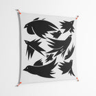 Black Birds - Work On Wall - Konrad Blaszczyk - Orange - 140 x 140 cm