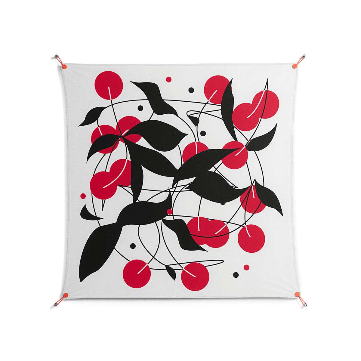 Cherry - Work On Wall - Konrad Blaszczyk - Orange - 140 x 140 cm