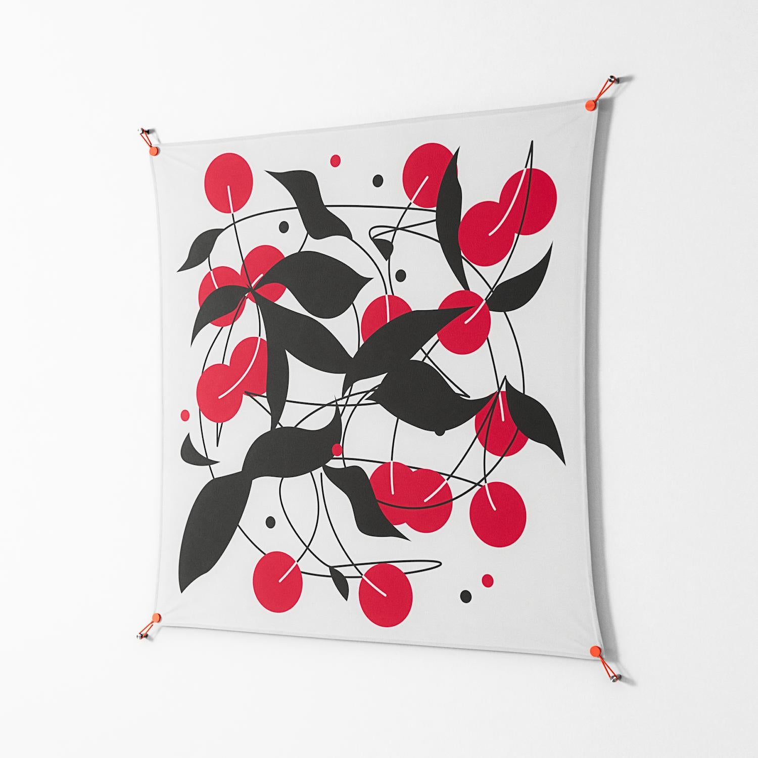 Cherry - Work On Wall - Konrad Blaszczyk - Orange - 140 x 140 cm