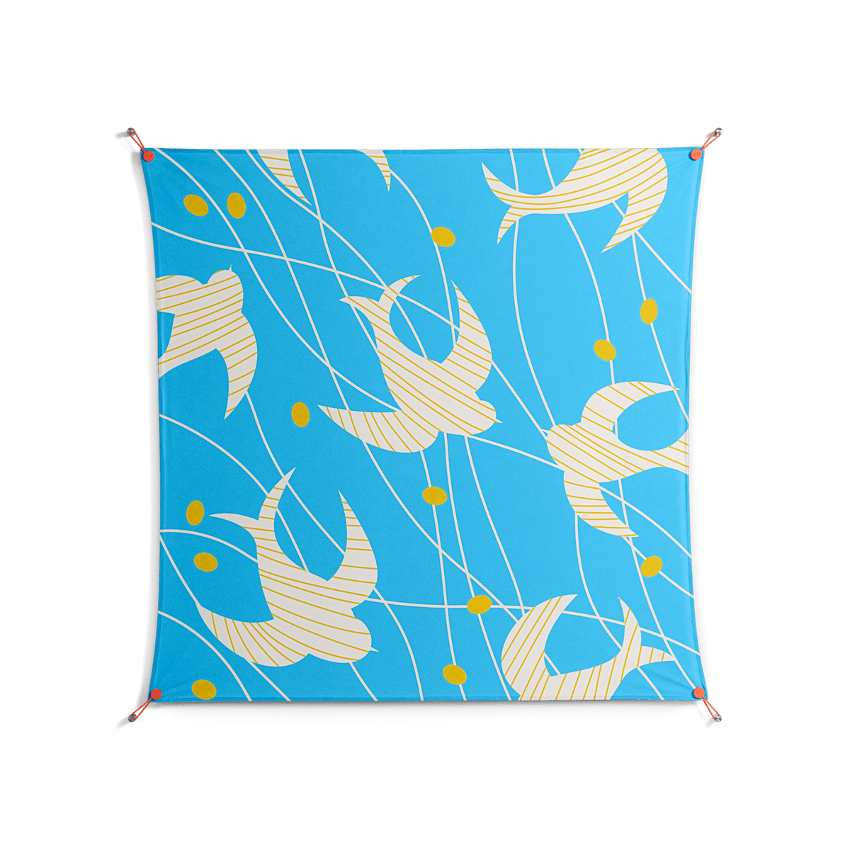Birds B - Work On Wall - Heather Zhou - Orange - 140 x 140 cm