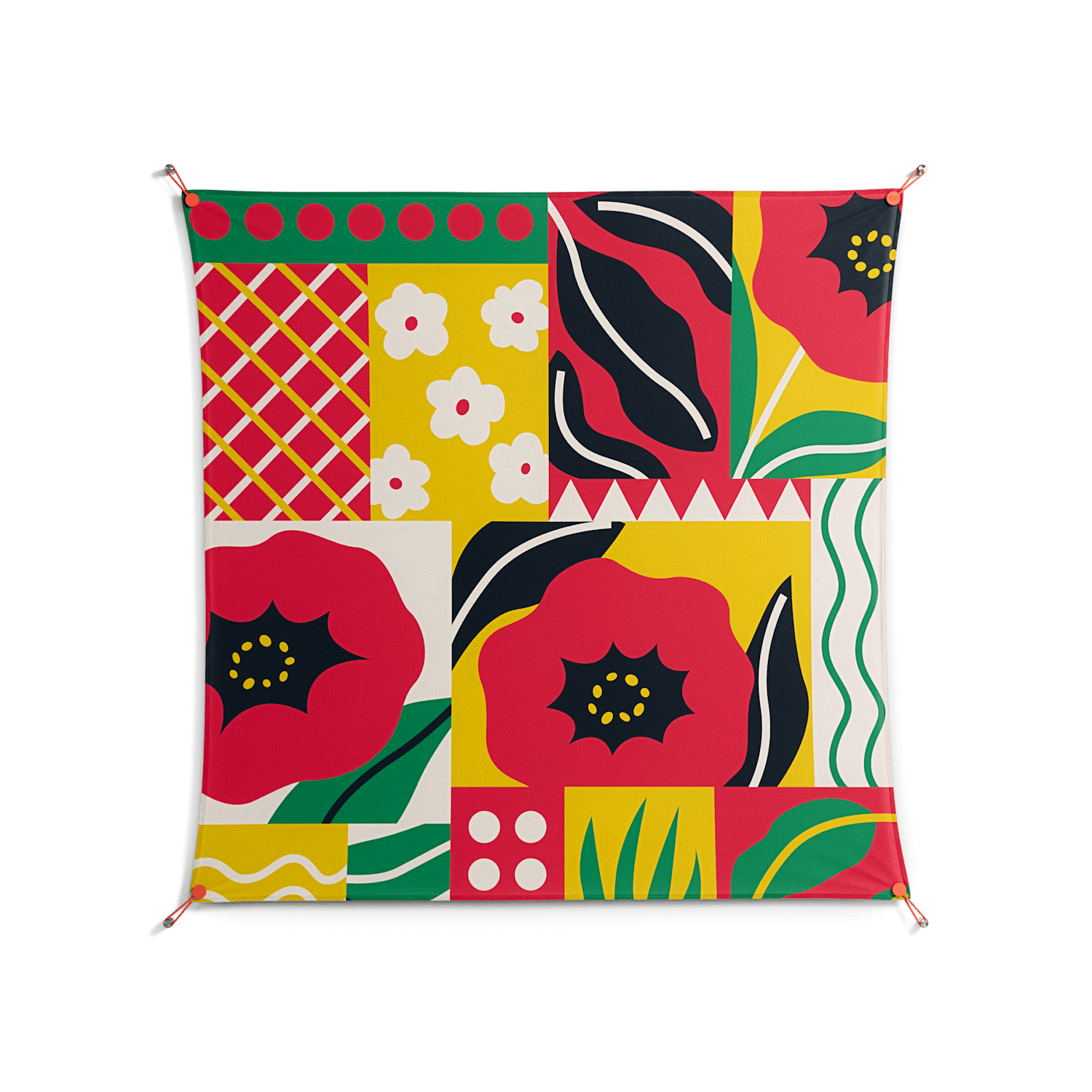 Flower C - Work On Wall - Heather Zhou - Orange - 140 x 140 cm