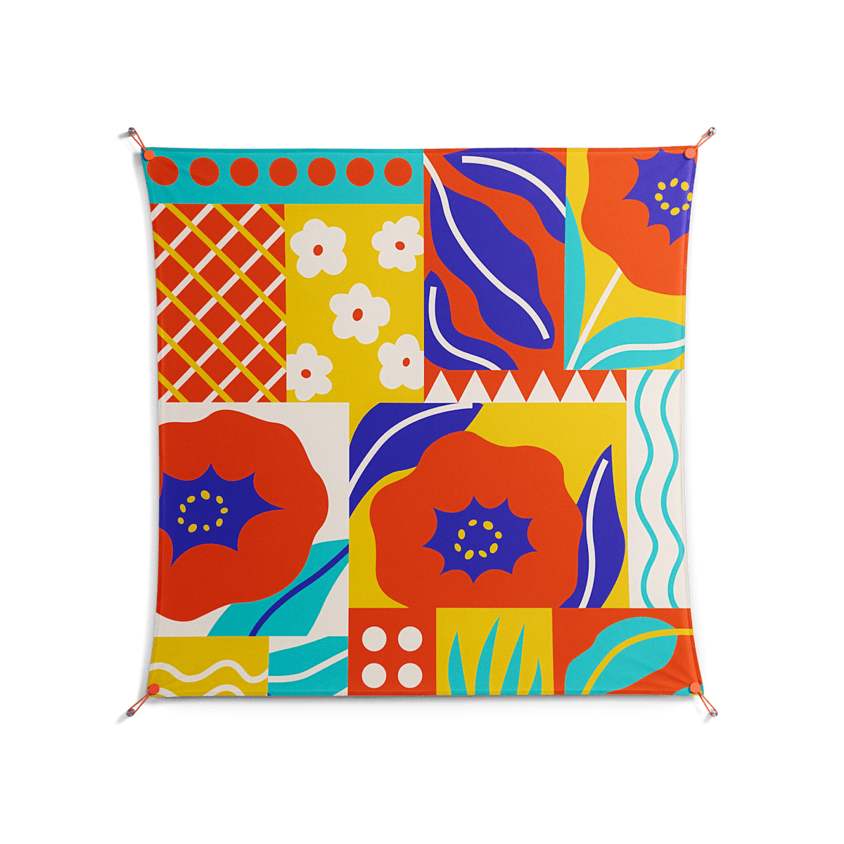 Flower A - Work On Wall - Heather Zhou - Orange - 140 x 140 cm