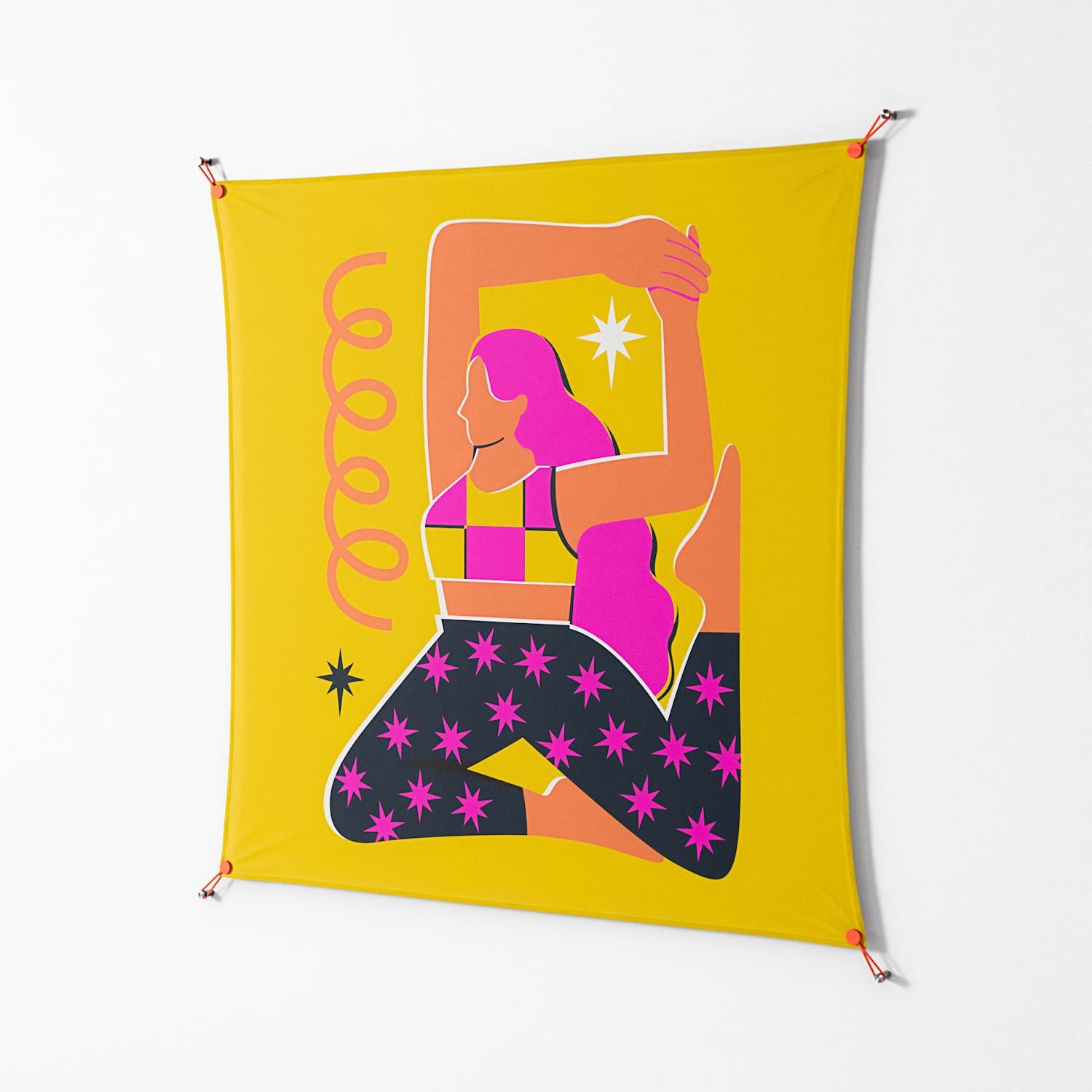 Yoga - Work on Wall - Heather Zhou - Orange - 140 x 140 cm