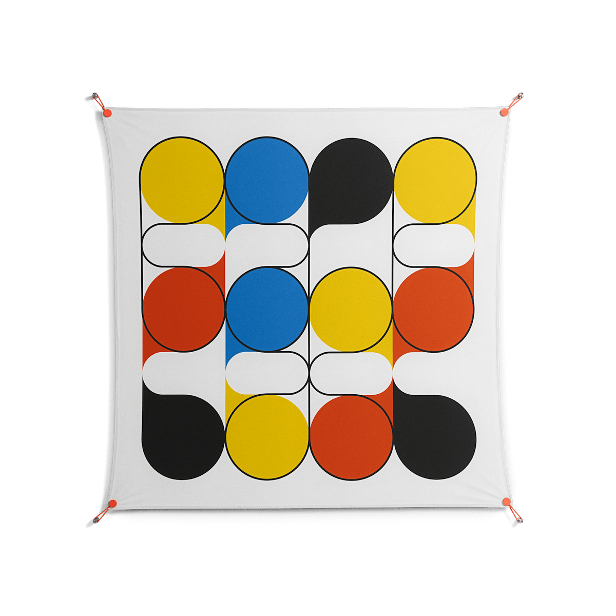 Springs - Work On Wall - Vratislav Pecka - Orange - 140 x 140 cm