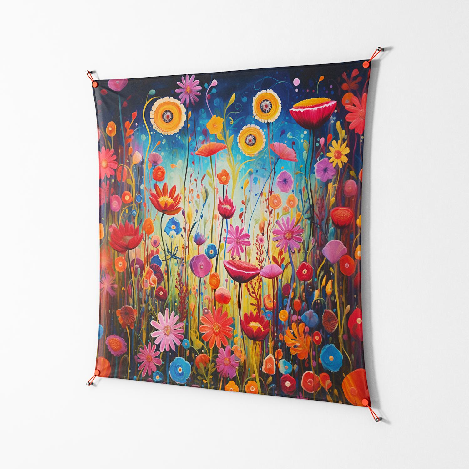 Greatful Meadow - Work On Wall - Nur Rydberg - Orange - 140 x 140 cm