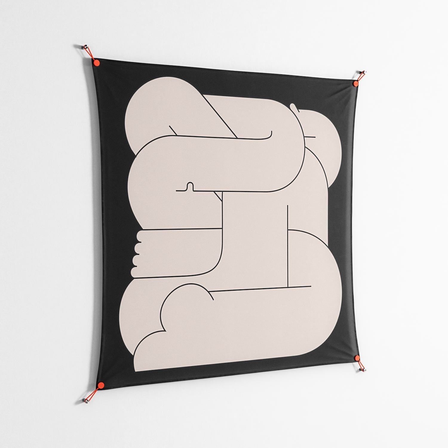 Hug 1 - Work On Wall - Andrea Devia-Nuño - Orange - 140 x 140 cm