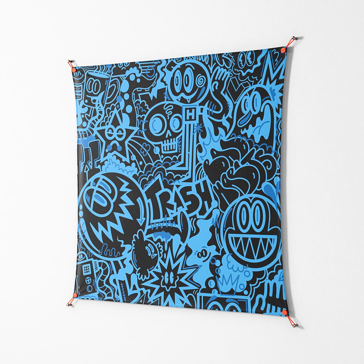 The Blue Line - Work On Wall - Craig Watkins - Orange - 140 x 140 cm