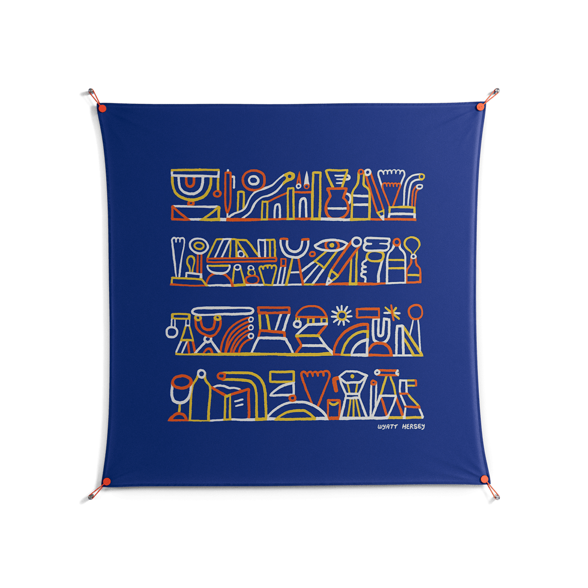 Shelves - Work On Wall - Wyatt Hersey - Orange - 140 x 140 cm