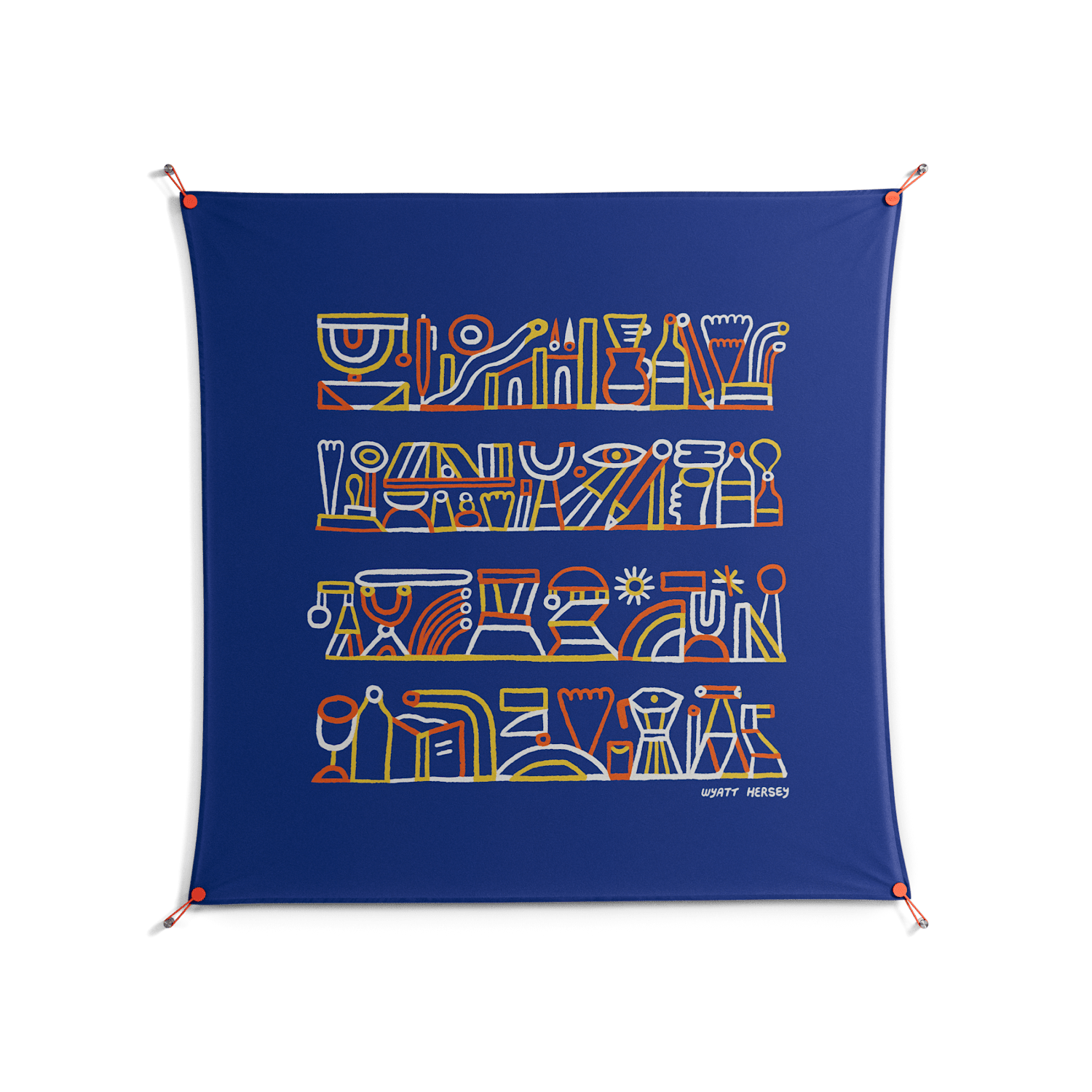 Shelves - Work On Wall - Wyatt Hersey - Orange - 140 x 140 cm