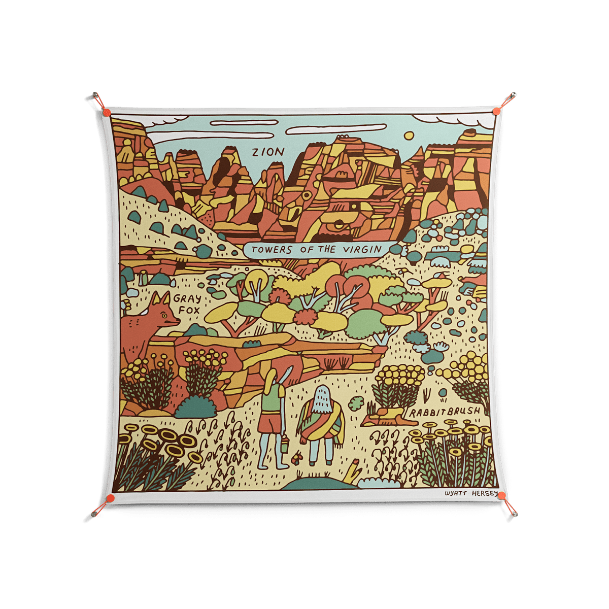 Zion - Work On Wall - Wyatt Hersey - Orange - 140 x 140 cm