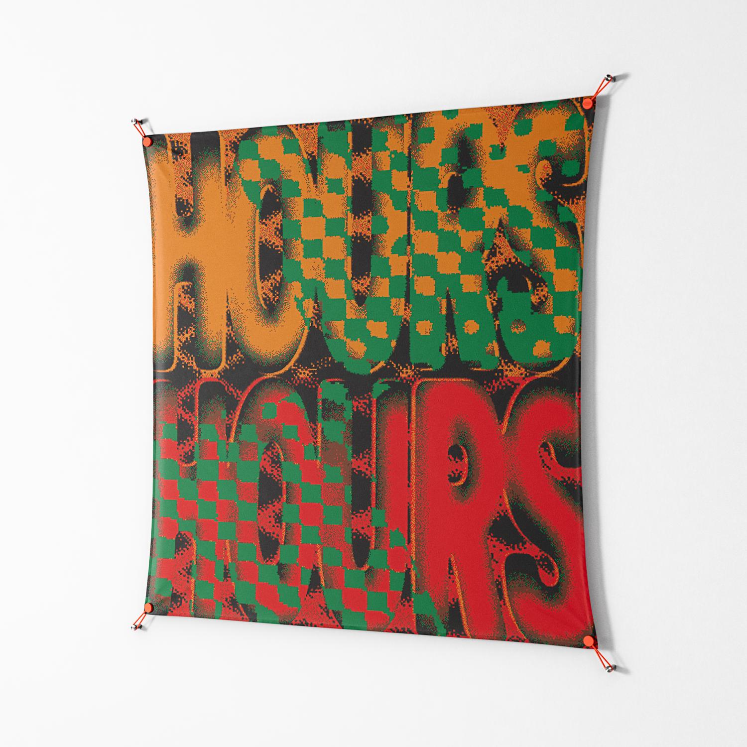 Hours - Work On Wall - Oluwasheyi Adebayo - Orange - 140 x 140 cm