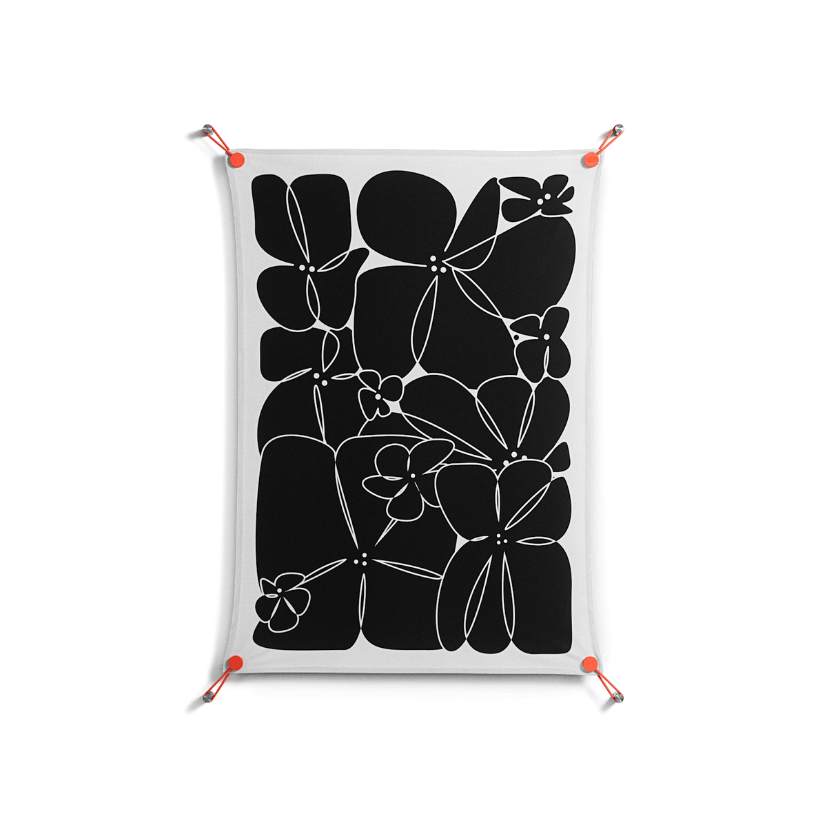 Black Flowers - Work On Wall - Konrad Blaszczyk - Orange - 70 x 100 cm