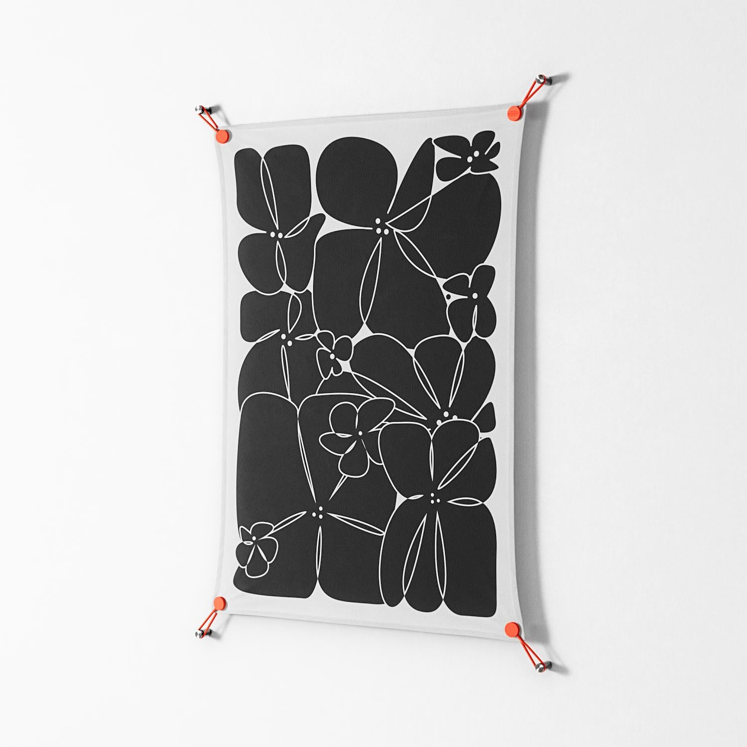 Black Flowers - Work On Wall - Konrad Blaszczyk - Orange - 70 x 100 cm