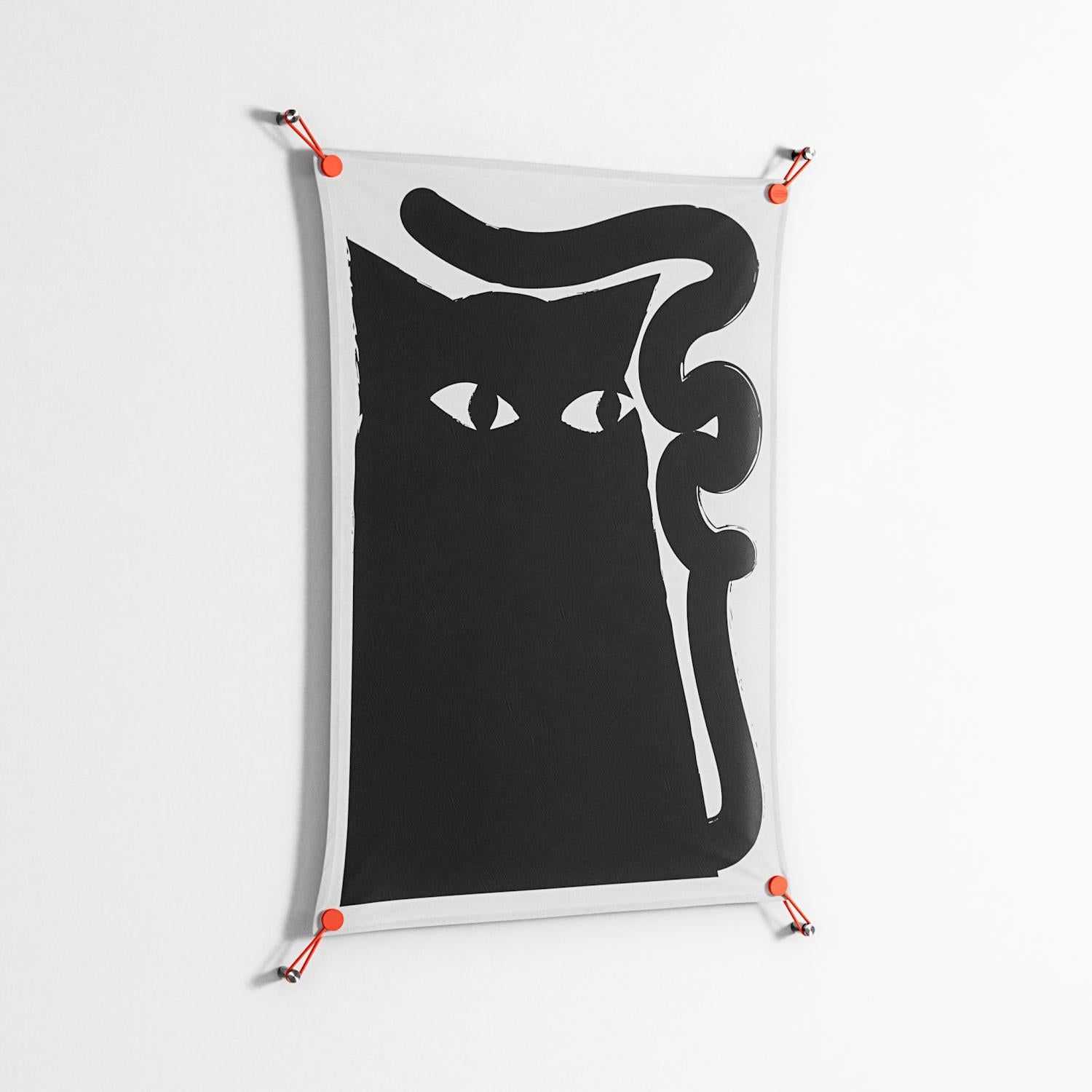 Black Cat - Work On Wall - Konrad Blaszczyk - Orange - 70 x 100 cm