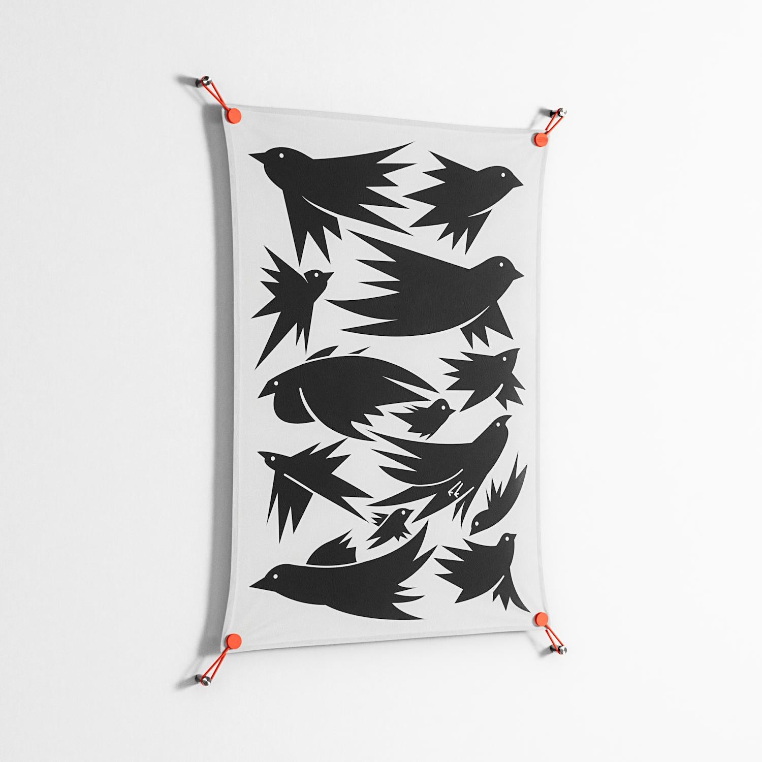 Black Birds - Work On Wall - Konrad Blaszczyk - Orange - 70 x 100 cm