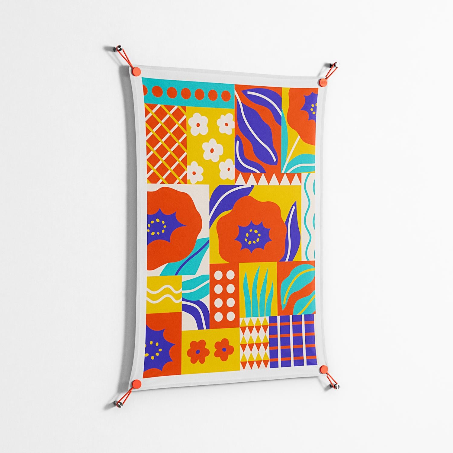 Flower A - Work On Wall - Heather Zhou - Orange - 70 x 100 cm