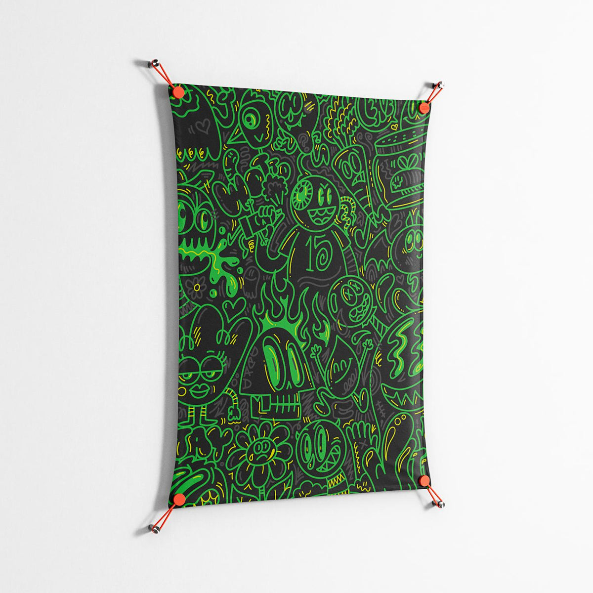 Wottosque Green - Work On Wall - Craig Watkins - Orange - 70 x 100 cm