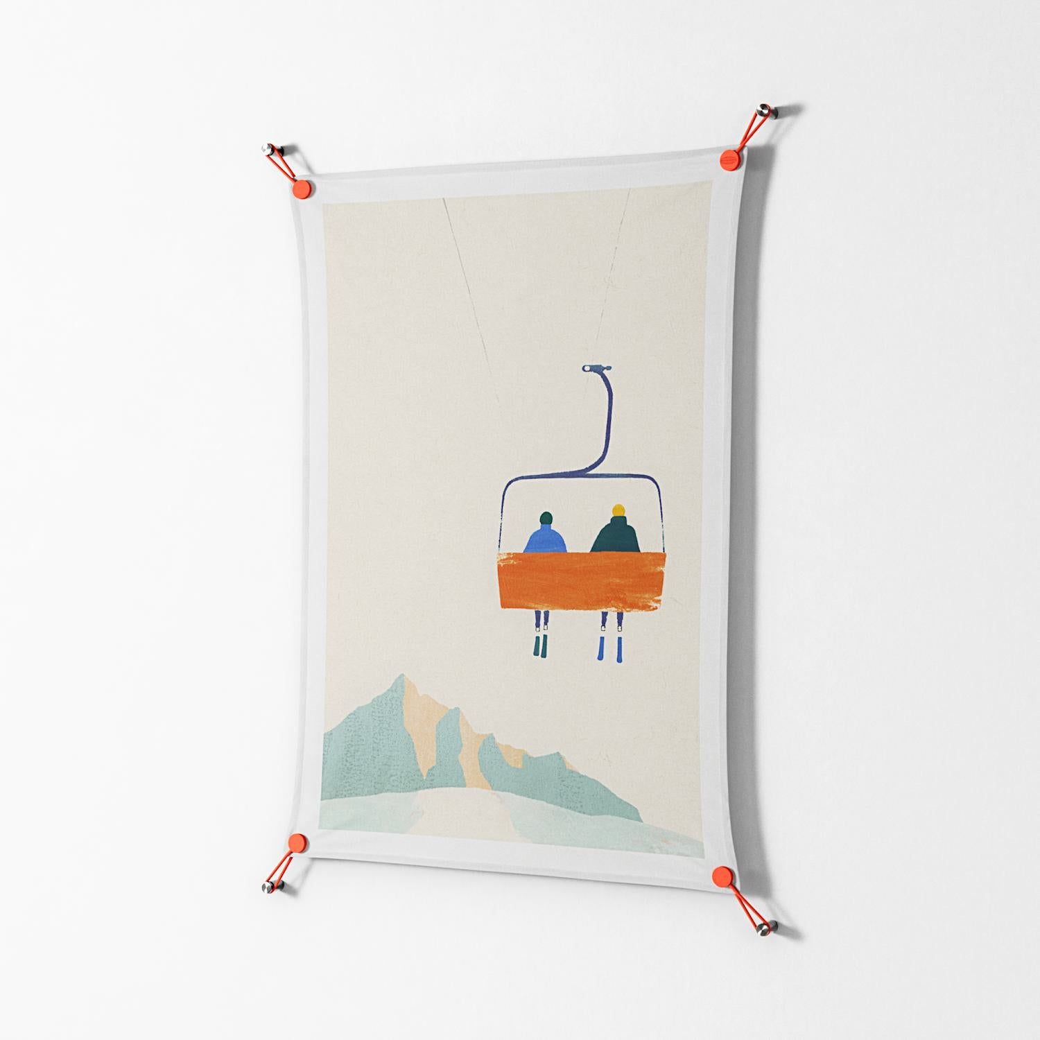 Ski Buddies - Work On Wall - Henry Rivers - Orange - 70 x 100 cm