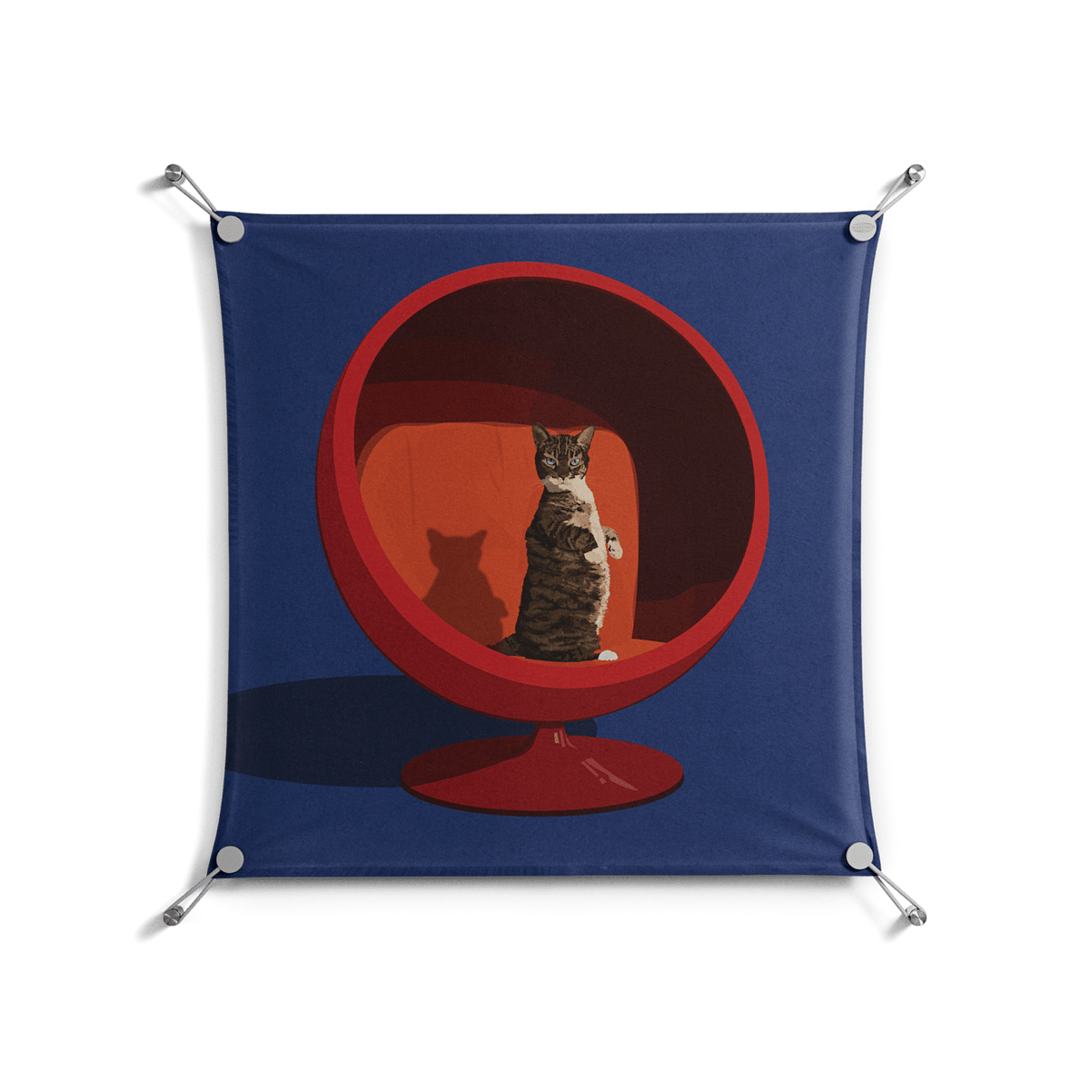 Cat in Chair C - Work On Wall - Kristin Eriksson - Silver - 70 x 70 cm