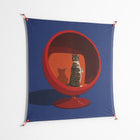 Cat in Chair C - Work On Wall - Kristin Eriksson - Orange - 140 x 140 cm