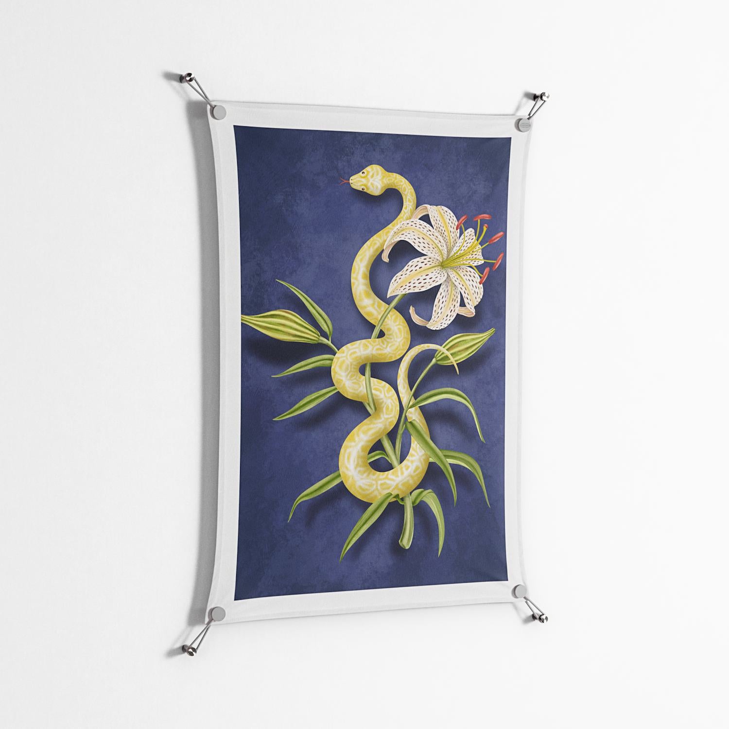 Snake Tigerlily - Work On Wall - Amy Suther - Silver - 70 x 100 cm