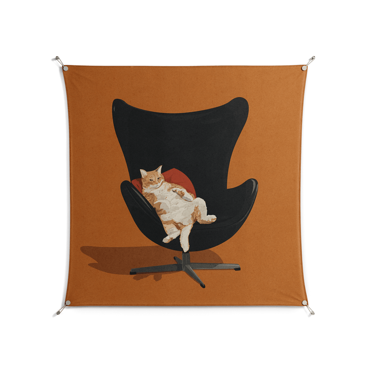 Cat in Chair B - Work On Wall - Kristin Eriksson - Silver - 140 x 140 cm
