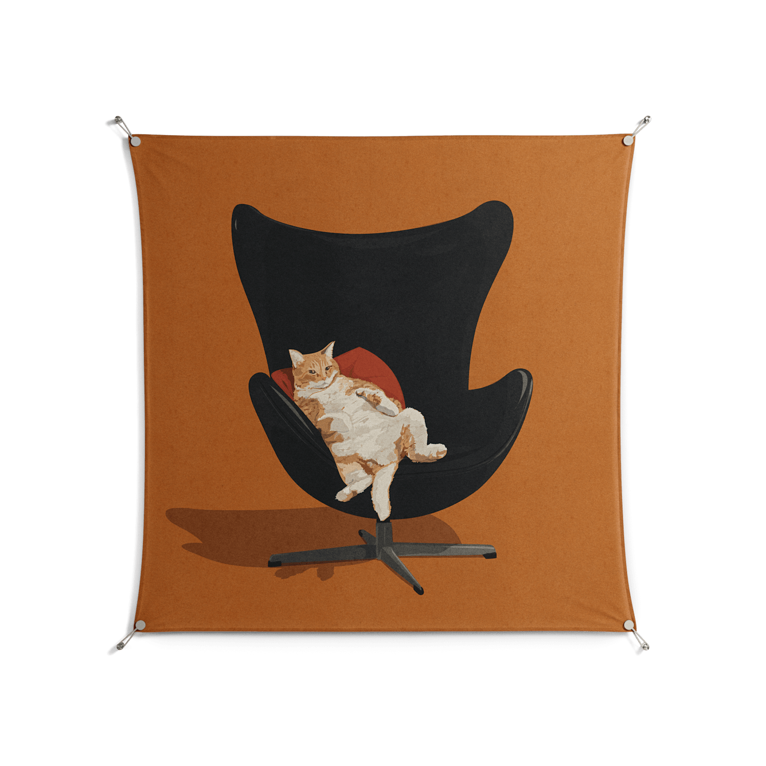 Cat in Chair B - Work On Wall - Kristin Eriksson - Silver - 140 x 140 cm