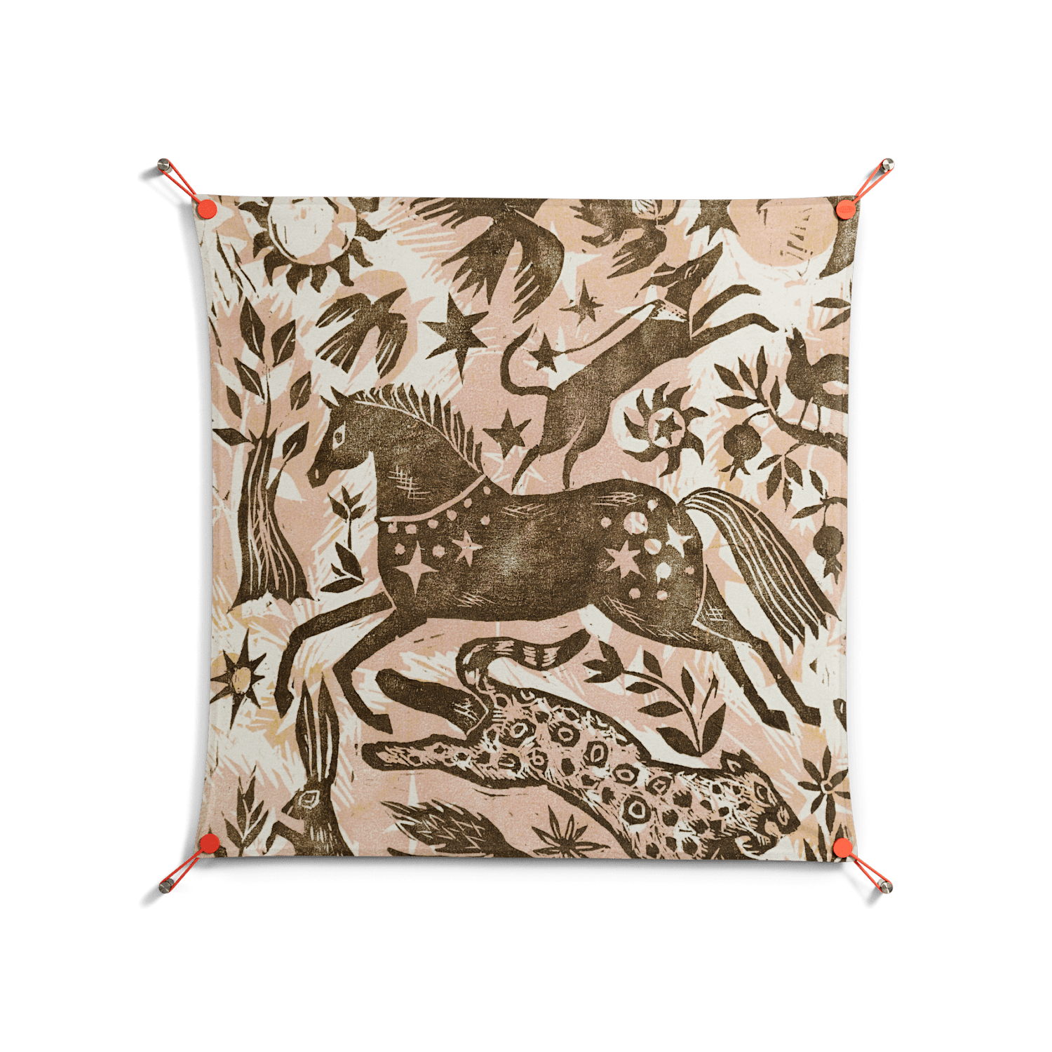 Delight Pink - Work On Wall - Diana Catchpole - Orange - 90 x 90 cm