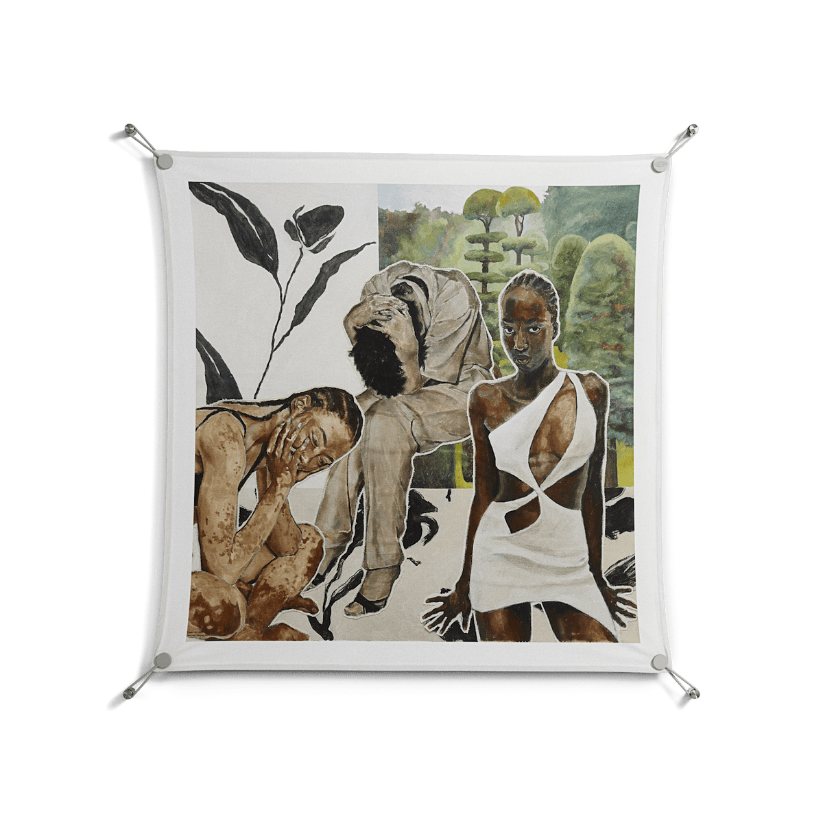 As The Rain Falls - Work On Wall - Sophie Goudman - Silver - 90 x 90 cm