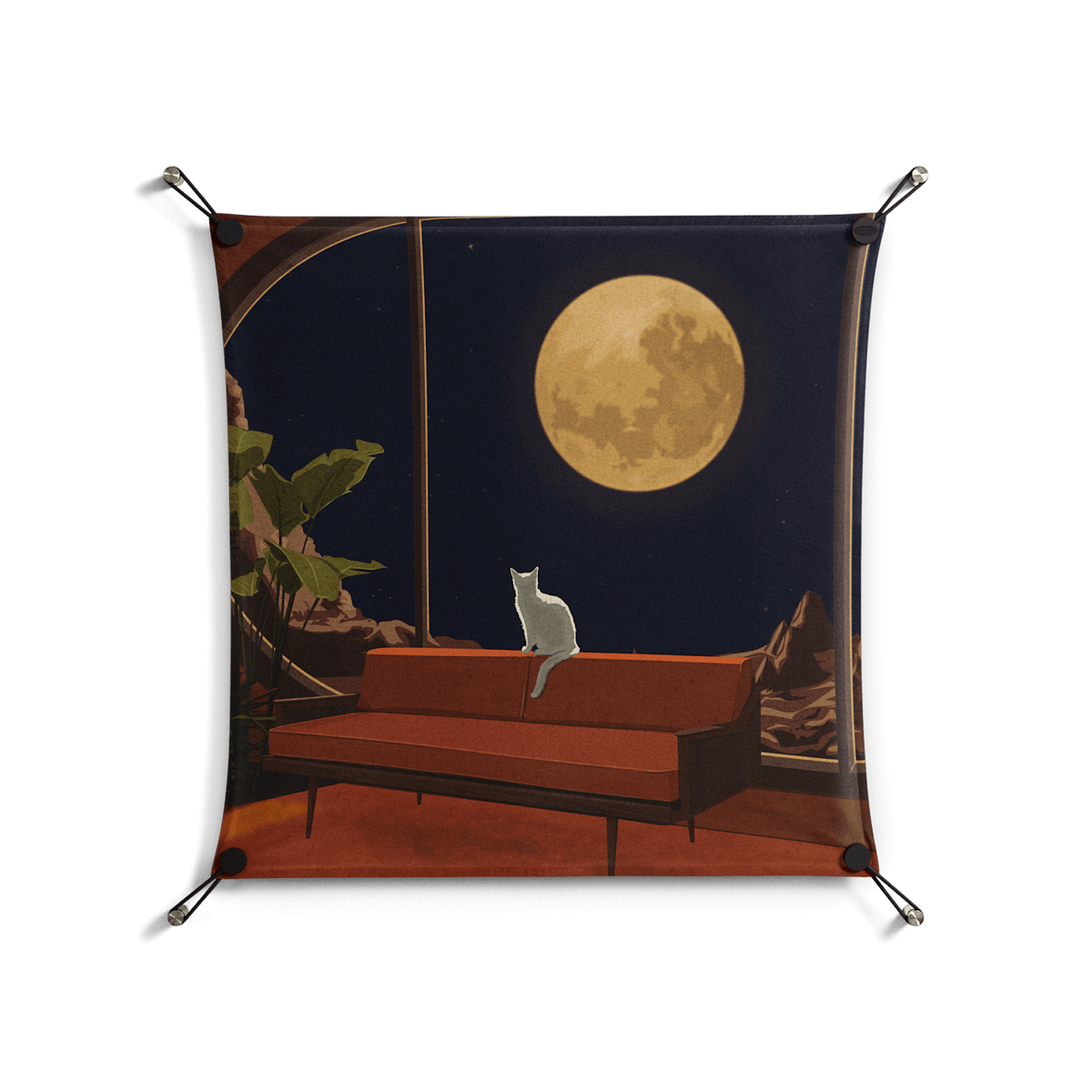 Kitty With A View - Work On Wall - Kristin Eriksson - Black - 70 x 70 cm
