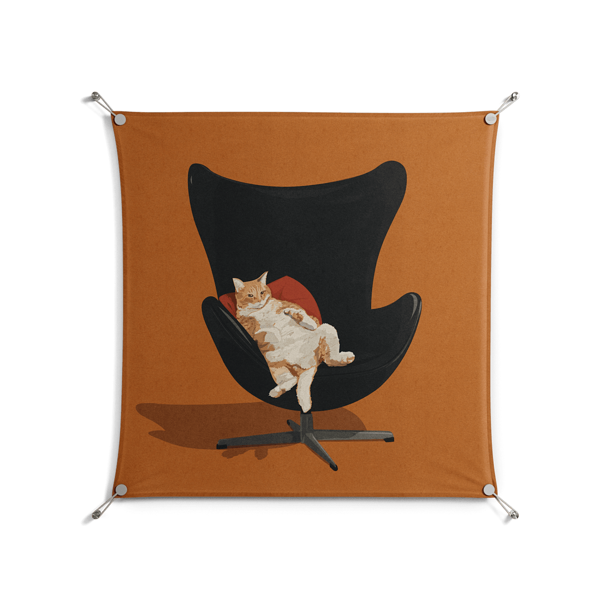 Cat in Chair B - Work On Wall - Kristin Eriksson - Silver - 90 x 90 cm