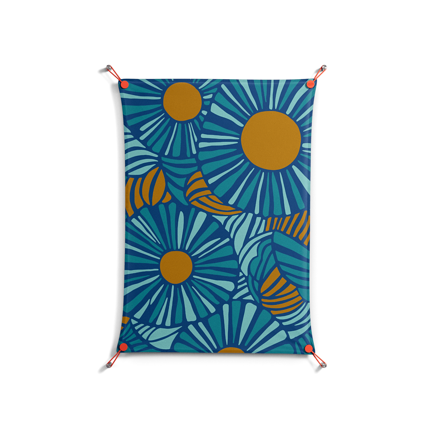 Bellis Bounty Blue - Work On Wall - Amy Suther - Orange - 70 x 100 cm