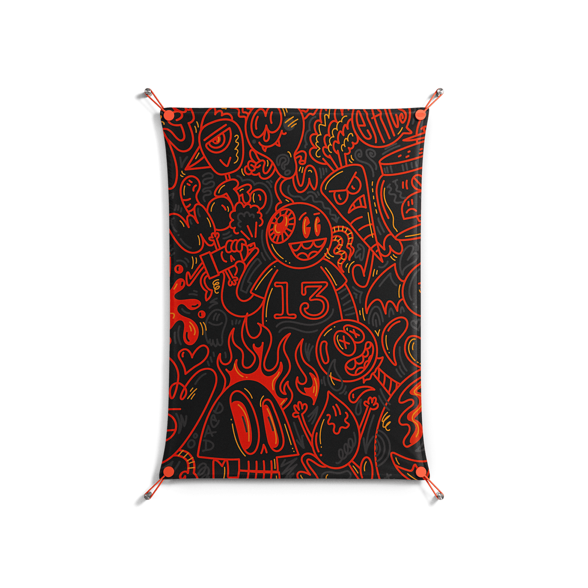 Wottosque Red - Work On Wall - Craig Watkins - Orange - 70 x 100 cm