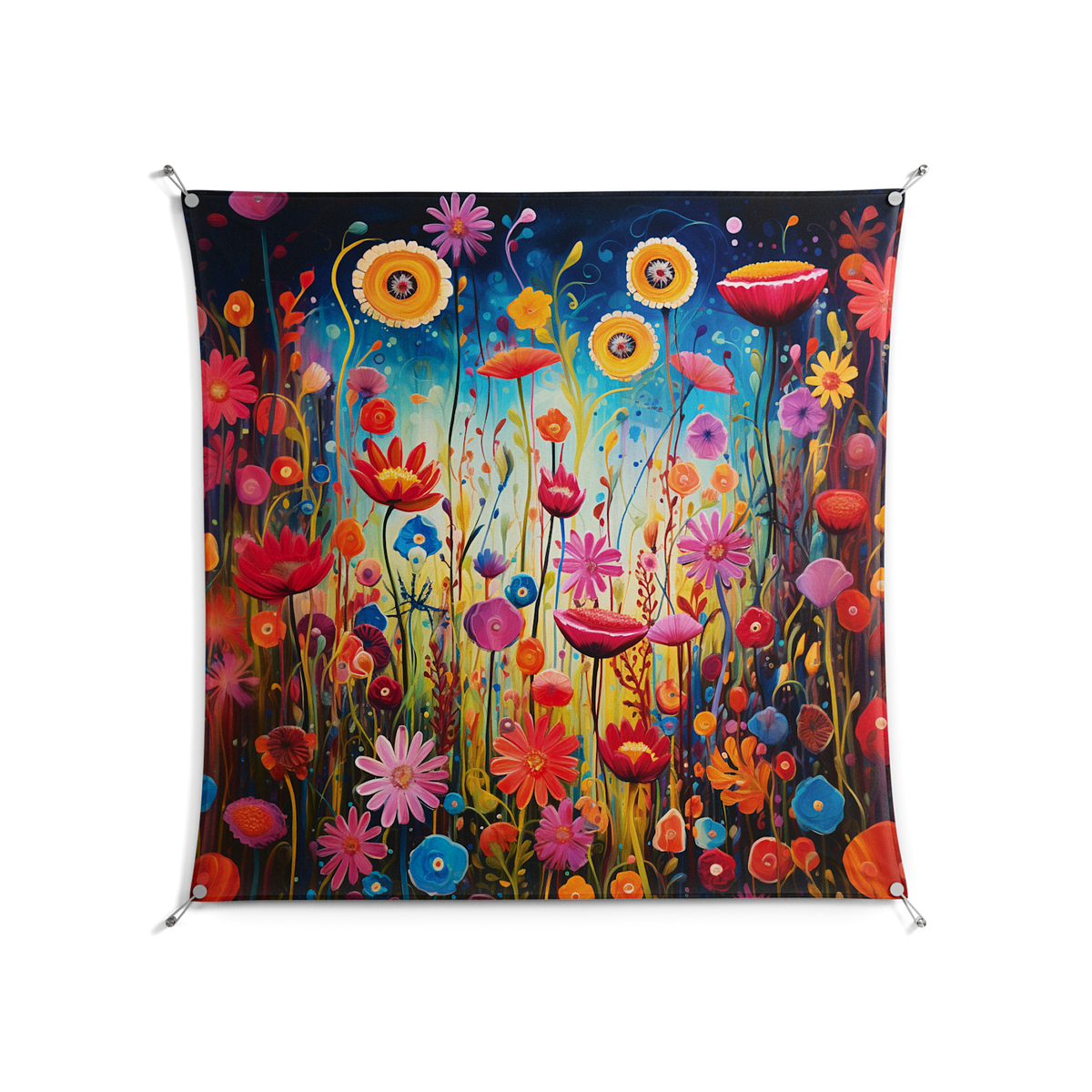 Greatful Meadow - Work On Wall - Nur Rydberg - Silver - 140 x 140 cm