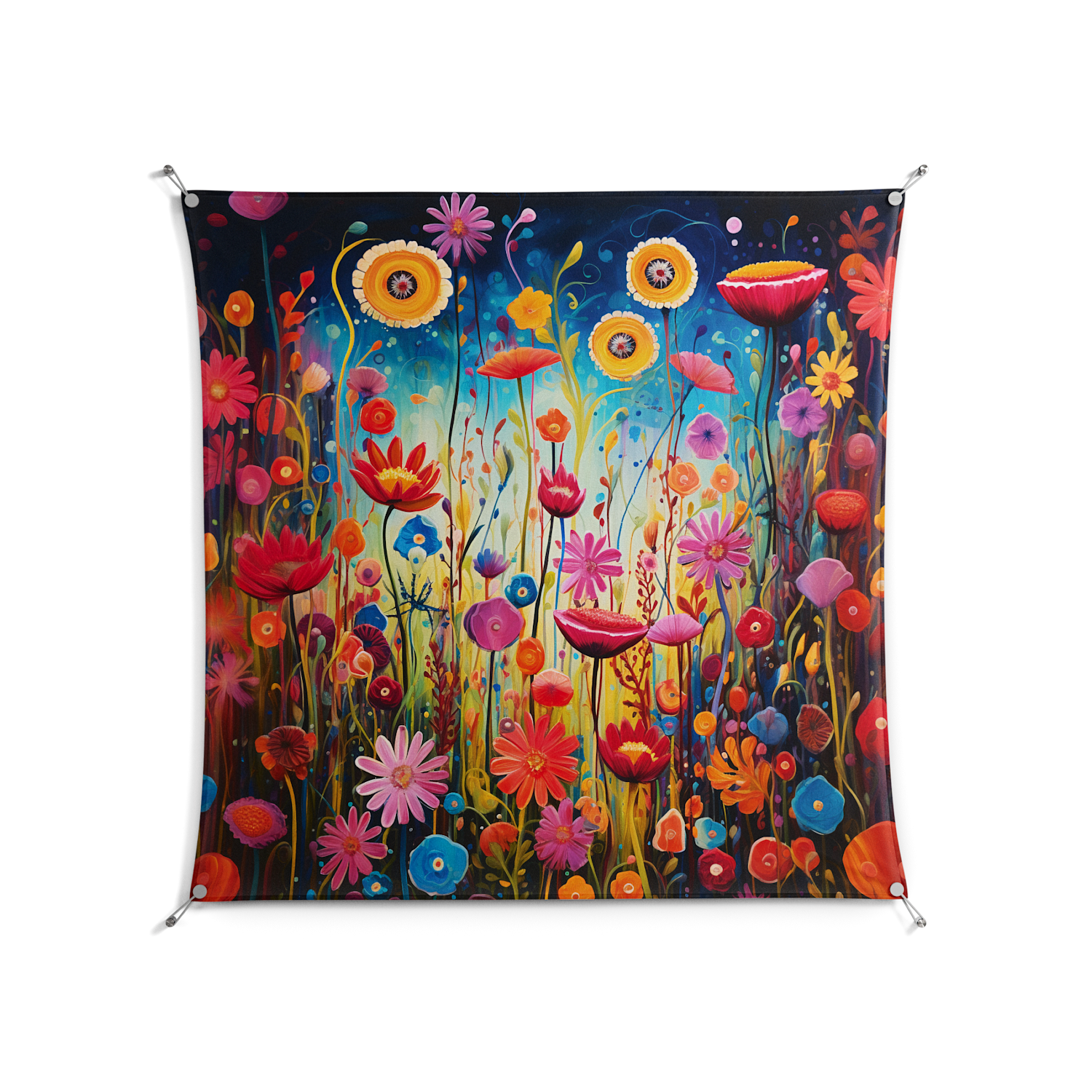 Greatful Meadow - Work On Wall - Nur Rydberg - Silver - 140 x 140 cm