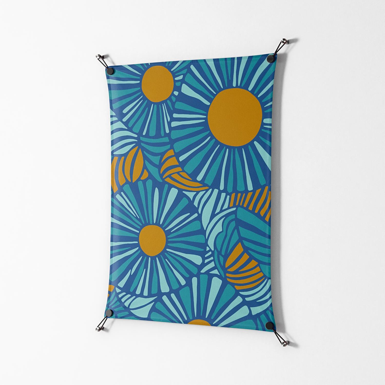 Bellis Bounty Blue - Work On Wall - Amy Suther - Black - 70 x 100 cm