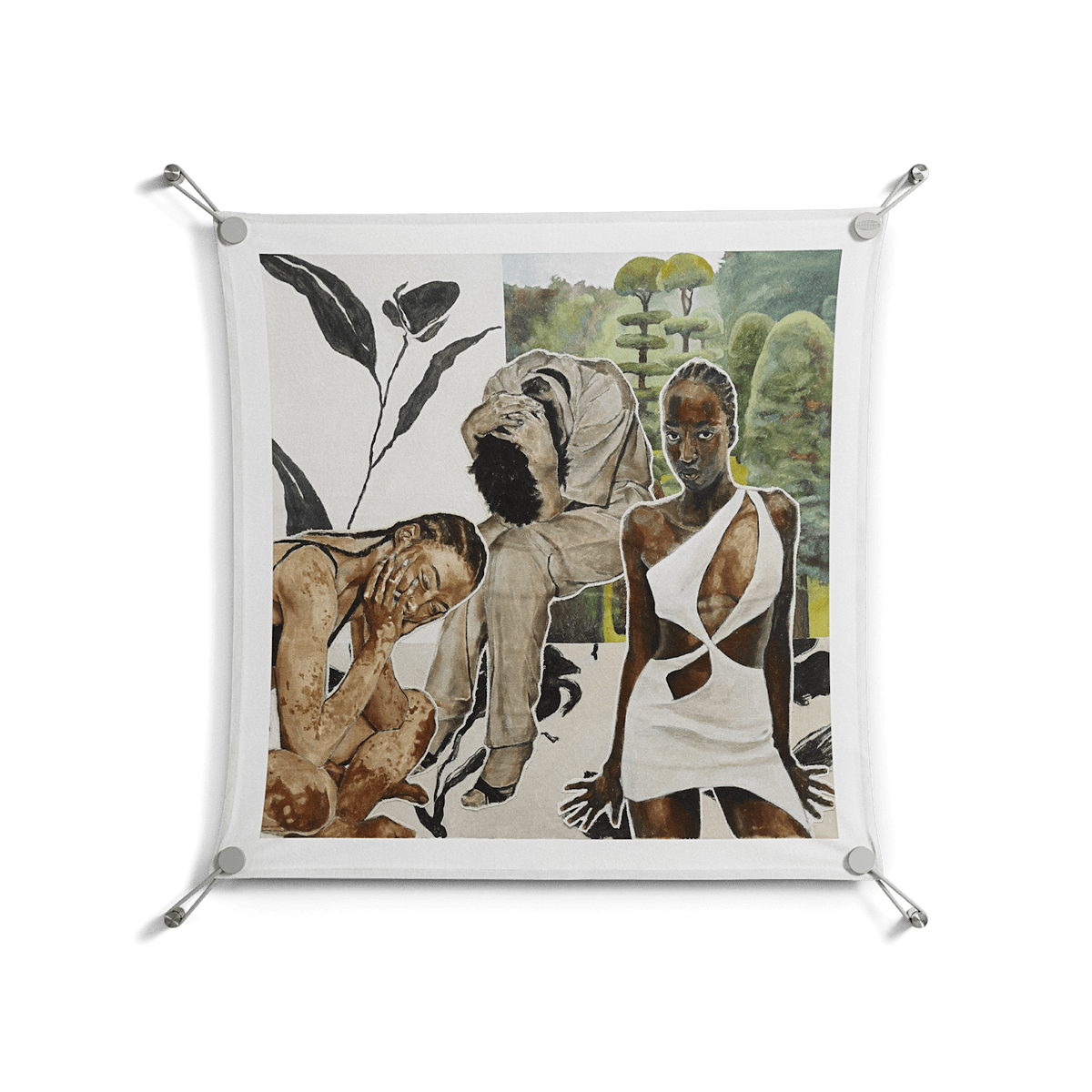 As The Rain Falls - Work On Wall - Sophie Goudman - Silver - 70 x 70 cm