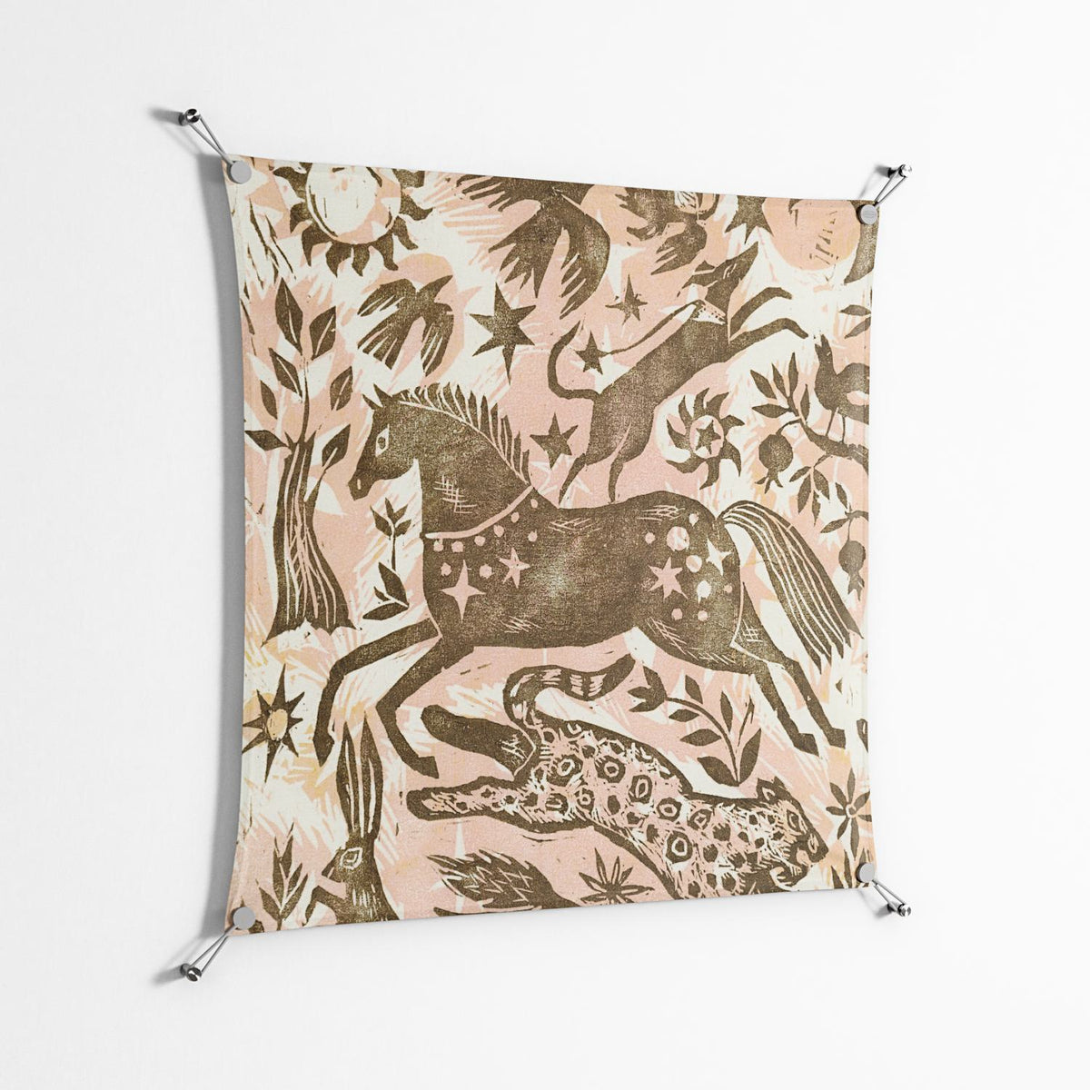Delight Pink - Work On Wall - Diana Catchpole - Silver - 90 x 90 cm