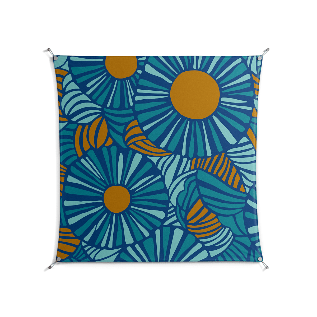 Bellis Bounty Blue - Work On Wall - Amy Suther - Silver - 140 x 140 cm