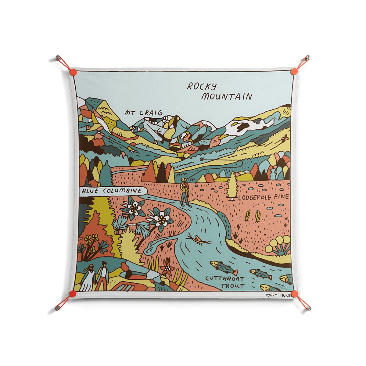 Rocky Mountain - Work On Wall - Wyatt Hersey - Orange - 90 x 90 cm