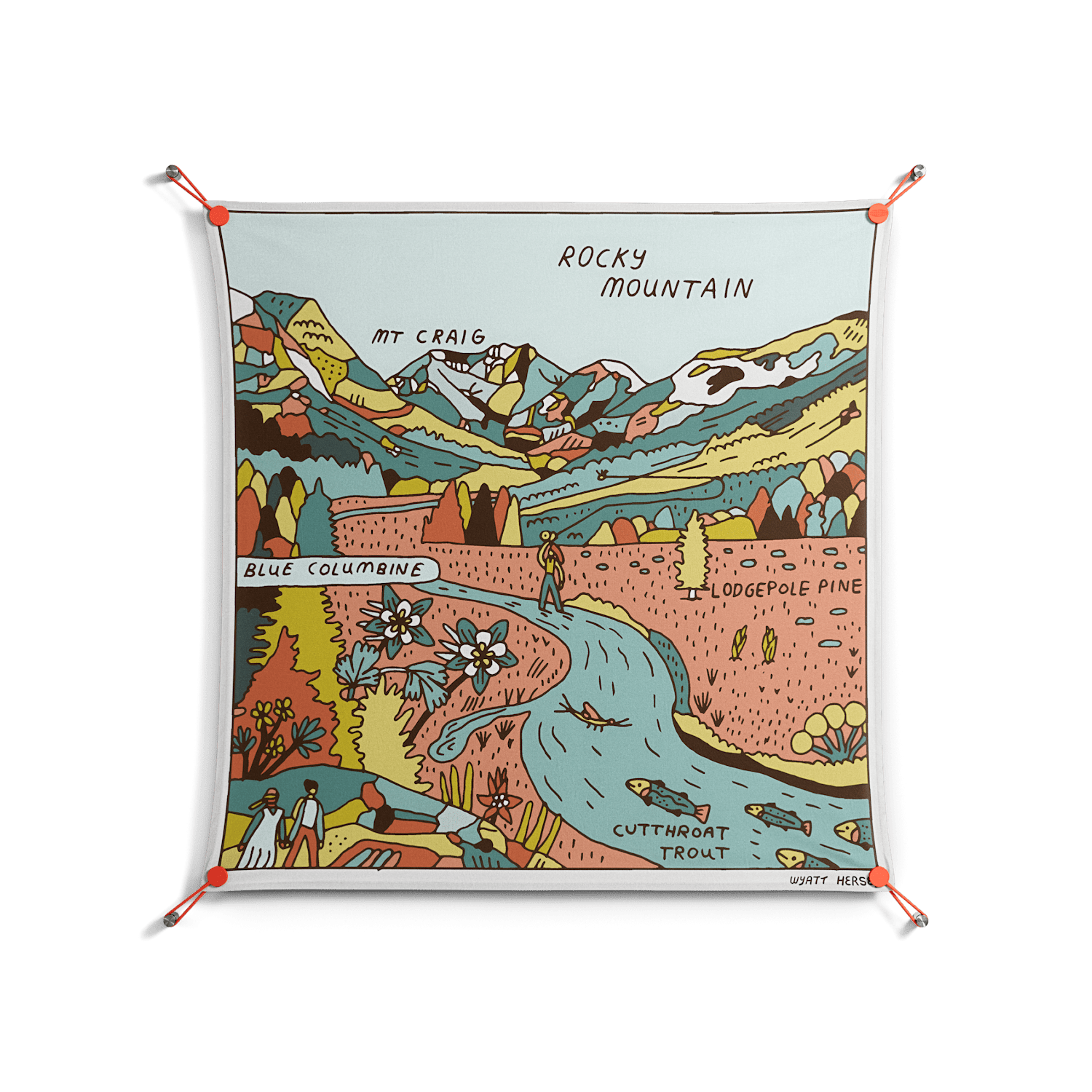 Rocky Mountain - Work On Wall - Wyatt Hersey - Orange - 90 x 90 cm