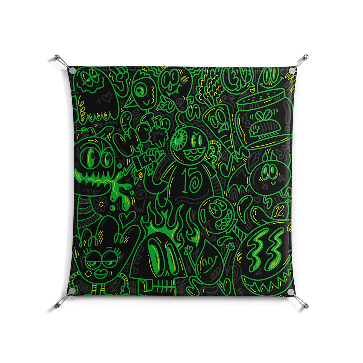 Wottosque Green - Work On Wall - Craig Watkins - Silver - 90 x 90 cm
