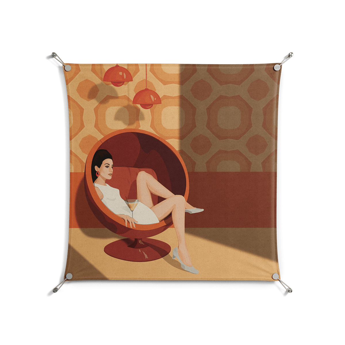 Women in ballchair - Work On Wall - Kristin Eriksson - Silver - 90 x 90 cm