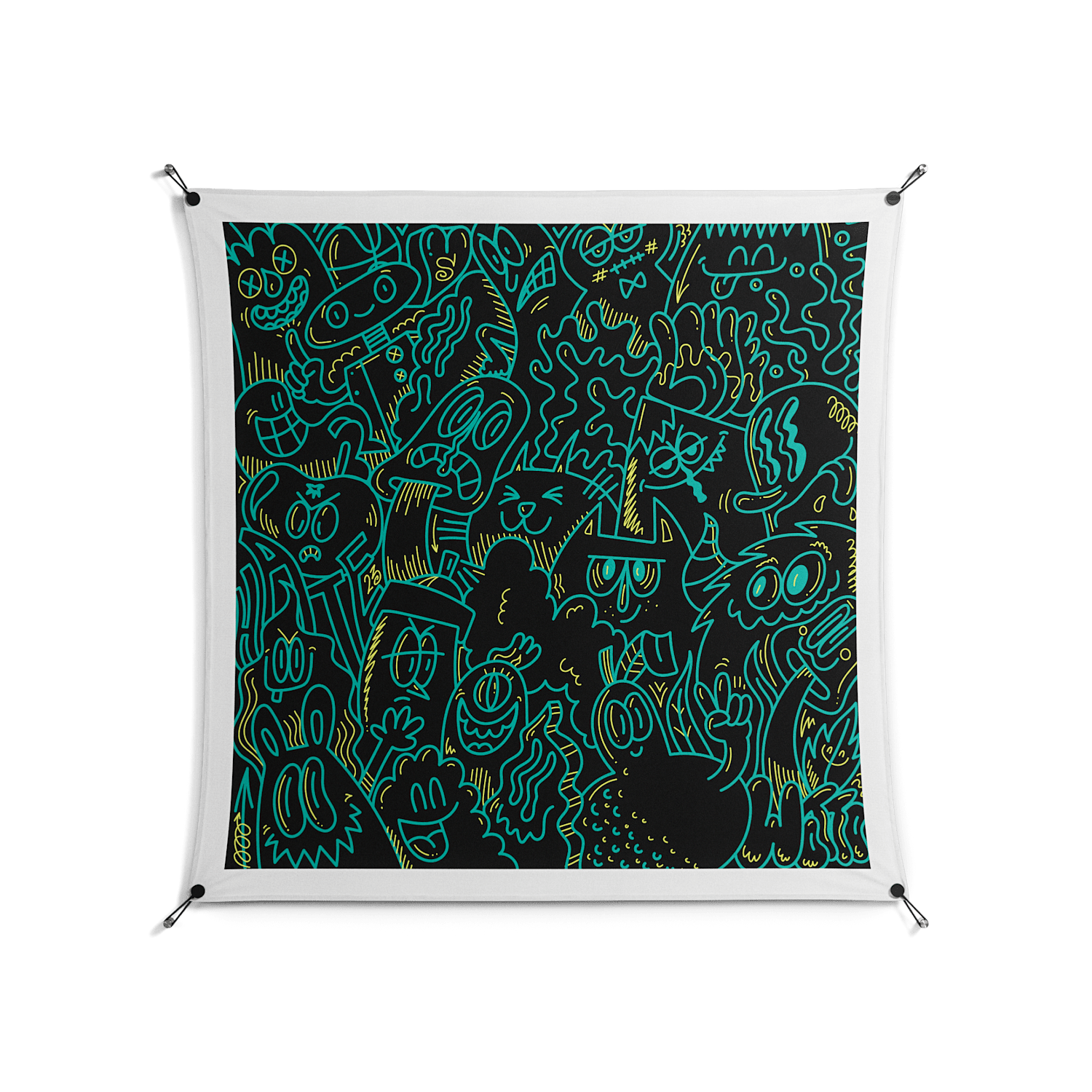 The Green Line - Work On Wall - Craig Watkins - Black - 140 x 140 cm